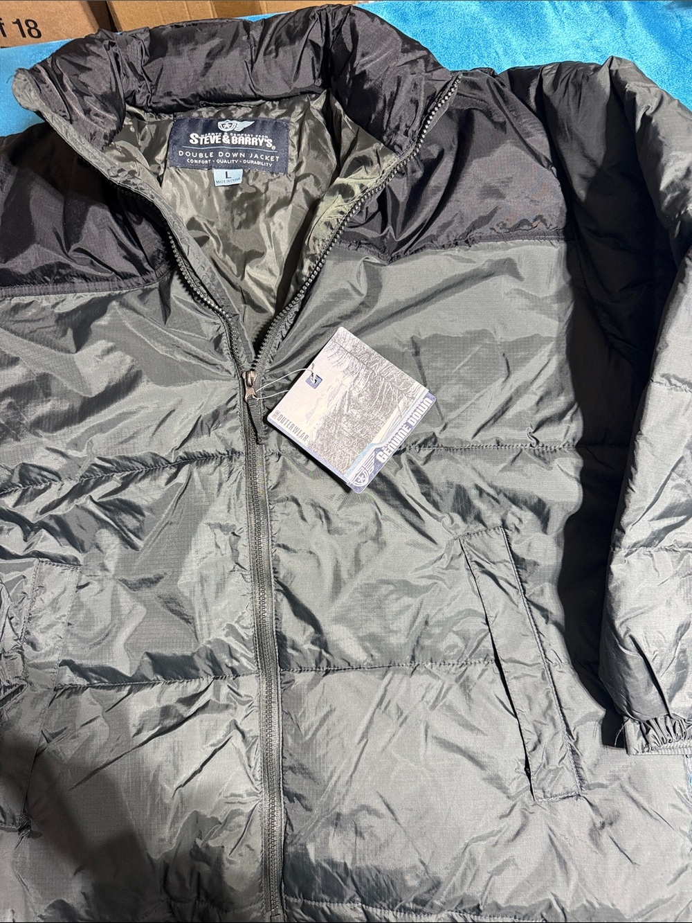 Steve & Barry's Men's Black Quilted Double Down Puffer Jacket